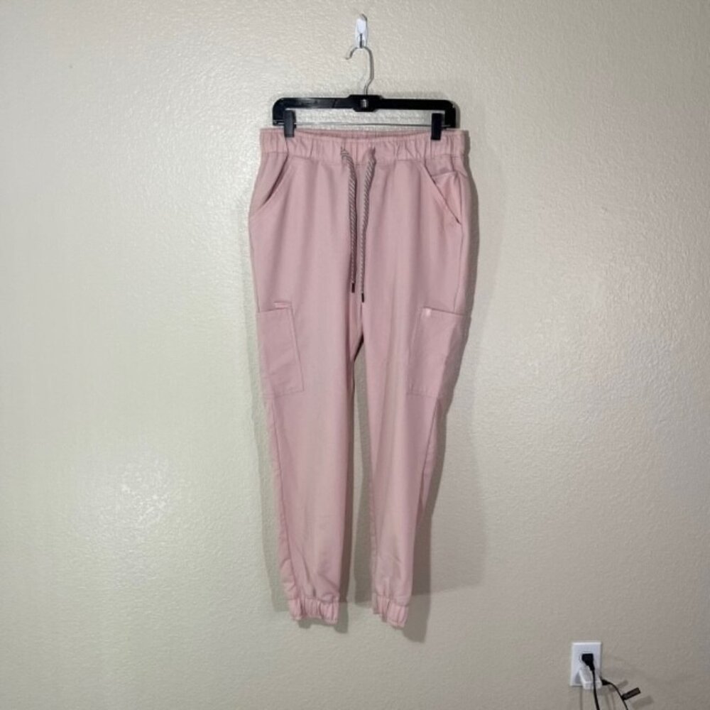 Jaanuu Scrub Bottoms Womens Medium Jogger Pants Pink Cargo Pockets Medical Nurse